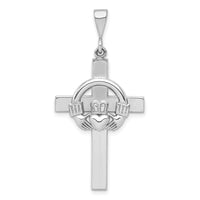 Load image into Gallery viewer, 14k White Gold Claddagh Cross Pendant
