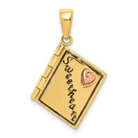 Load image into Gallery viewer, 14K Two-tone 3D Enameled Moveable SWEETHEART Book Charm
