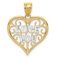 Load image into Gallery viewer, 14k and White Rhodium Filigree Love You
