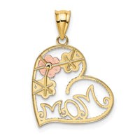 Load image into Gallery viewer, 14k Tricolor MOM &amp; Flowers Pendant
