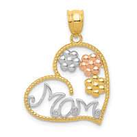 Load image into Gallery viewer, 14k Tricolor MOM &amp; Flowers Pendant
