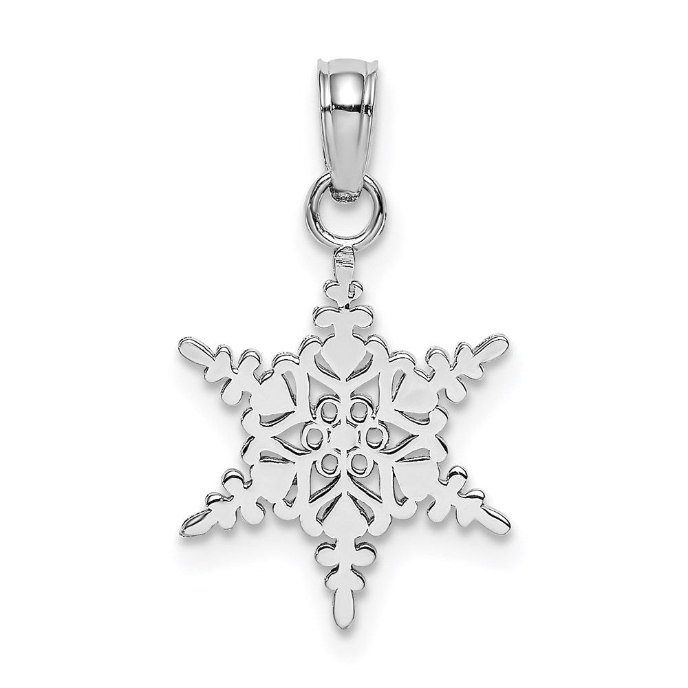 14k White Gold Small Snowflake Pendant