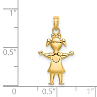 Load image into Gallery viewer, 14k Solid Polished Girl with Pig-Tails Charm
