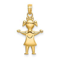 Load image into Gallery viewer, 14k Solid Polished Girl with Pig-Tails Charm
