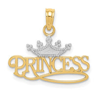 Load image into Gallery viewer, 14k w/Rhodium Polished PRINCESS with Crown Pendant
