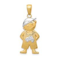 Load image into Gallery viewer, 14k and Rhodium Boy w/Hands in Pockets Pendant
