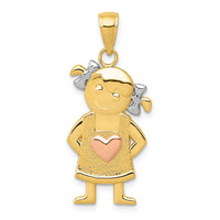 Load image into Gallery viewer, 14k Yellow and Rose Gold w/Rhodium Girl Pendant
