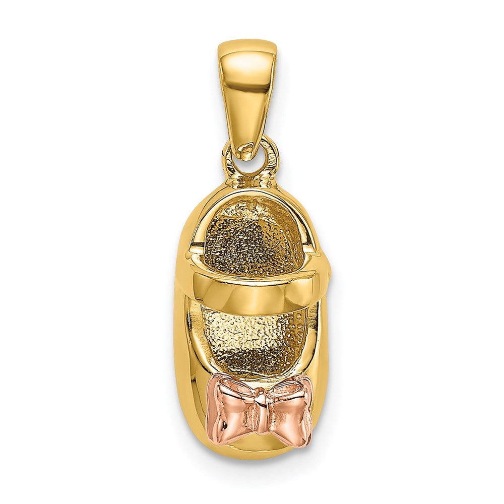 14k  3D Two-tone Baby Shoe Charm