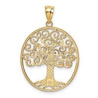 Load image into Gallery viewer, 14k w/Rhodium Filigree Tree of Life Pendant
