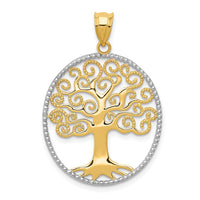 Load image into Gallery viewer, 14k w/Rhodium Filigree Tree of Life Pendant
