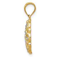 Load image into Gallery viewer, 14K w/Rhodium Diamond-Cut Round Pendant
