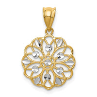 Load image into Gallery viewer, 14K w/Rhodium Diamond-Cut Round Pendant
