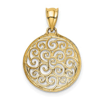 Load image into Gallery viewer, 14K w/Rhodium Filigree Circle Pendant
