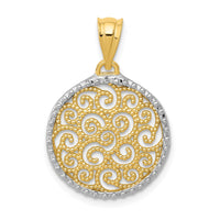 Load image into Gallery viewer, 14K w/Rhodium Filigree Circle Pendant
