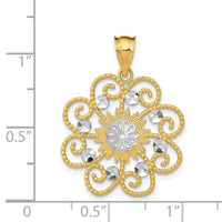 Load image into Gallery viewer, 14k and Rhodium Diamond-cut Swirl Round Pendant
