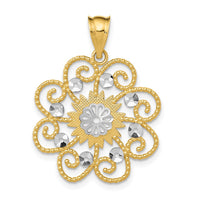 Load image into Gallery viewer, 14k and Rhodium Diamond-cut Swirl Round Pendant
