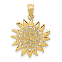 Load image into Gallery viewer, 14k Polished Filigree Sun Pendant

