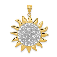 Load image into Gallery viewer, 14k w/Rhodium Sun Filigree Pendant
