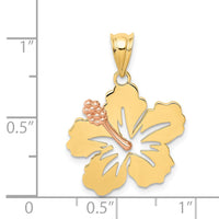 Load image into Gallery viewer, 14k Yellow and Rose Gold Hibiscus Flower Pendant
