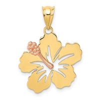 Load image into Gallery viewer, 14k Yellow and Rose Gold Hibiscus Flower Pendant
