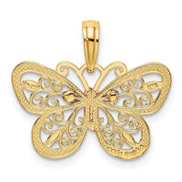 Load image into Gallery viewer, 14k Two-tone w/White Rhodium Diamond-cut Butterfly Pendant
