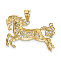 Load image into Gallery viewer, 14k w/ Rhodium Filigree Horse Pendant
