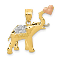 Load image into Gallery viewer, 14k Two-tone w/White Rhodium Elephant w/Heart Pendant
