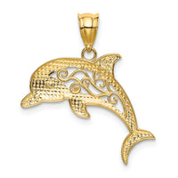 Load image into Gallery viewer, 14k Filigree Dolphin Pendant
