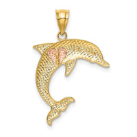Load image into Gallery viewer, 14k Two Tone Dolphin w/Heart Pendant
