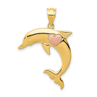 Load image into Gallery viewer, 14k Two Tone Dolphin w/Heart Pendant
