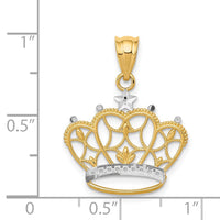 Load image into Gallery viewer, 14k and Rhodium Crown Pendant
