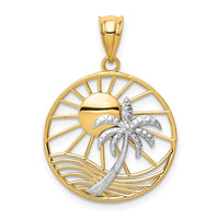 Load image into Gallery viewer, 14K Two-tone Sun and Palm Tree Pendant
