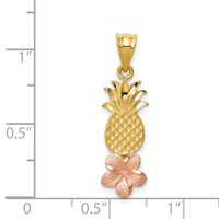 Load image into Gallery viewer, 14K Yellow and Rose Gold Pineapple W/ Plumeria Pendant
