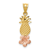 Load image into Gallery viewer, 14K Yellow and Rose Gold Pineapple W/ Plumeria Pendant
