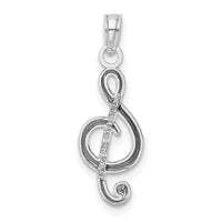 Load image into Gallery viewer, 14k White Gold Polished Open-Backed Treble Clef Pendant
