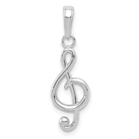 Load image into Gallery viewer, 14k White Gold Polished Open-Backed Treble Clef Pendant
