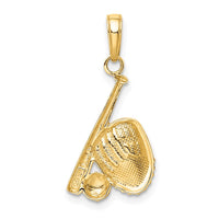 Load image into Gallery viewer, 14K w/Rhodium Baseball, Bat, and Glove Pendant
