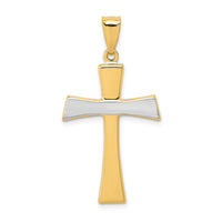 Load image into Gallery viewer, 14Kw/Rhodium Polished Cross Pendant
