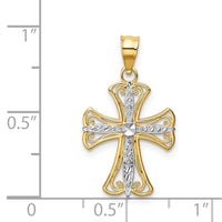 Load image into Gallery viewer, 14k w/Rhodium Diamond-cut Cross Pendant
