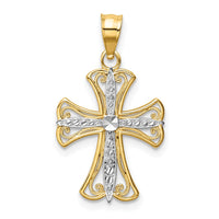 Load image into Gallery viewer, 14k w/Rhodium Diamond-cut Cross Pendant
