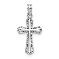 Load image into Gallery viewer, 14K White Gold Beaded Trim Cross Charm
