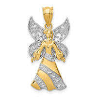 Load image into Gallery viewer, 14KTwo-tone W/Rhodium Angel Pendant
