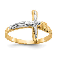 Load image into Gallery viewer, 14k Two-tone Polished INRI Crucifix Ring
