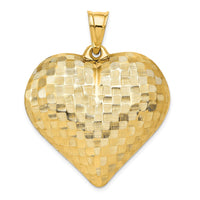 Load image into Gallery viewer, 14K Polished Basket Weave Pattern 3-D Heart Pendant
