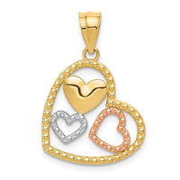 Load image into Gallery viewer, 14K Two-tone w/White Rhodium Polished Hearts Pendant
