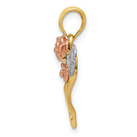 Load image into Gallery viewer, 14K Two-tone and White Rhodium Polished Flower Heart Pendant
