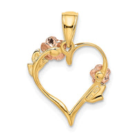Load image into Gallery viewer, 14K Two-tone and White Rhodium Polished Flower Heart Pendant
