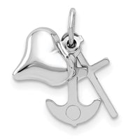 Load image into Gallery viewer, 14K White Gold 3D Heart, Cross And Anchor Pendant
