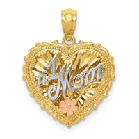 Load image into Gallery viewer, 14k Tri-color Polished #1 MOM Shadowbox Pendant
