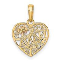 Load image into Gallery viewer, 14K Two-tone Polished NANA w/Flower on Heart Pendant
